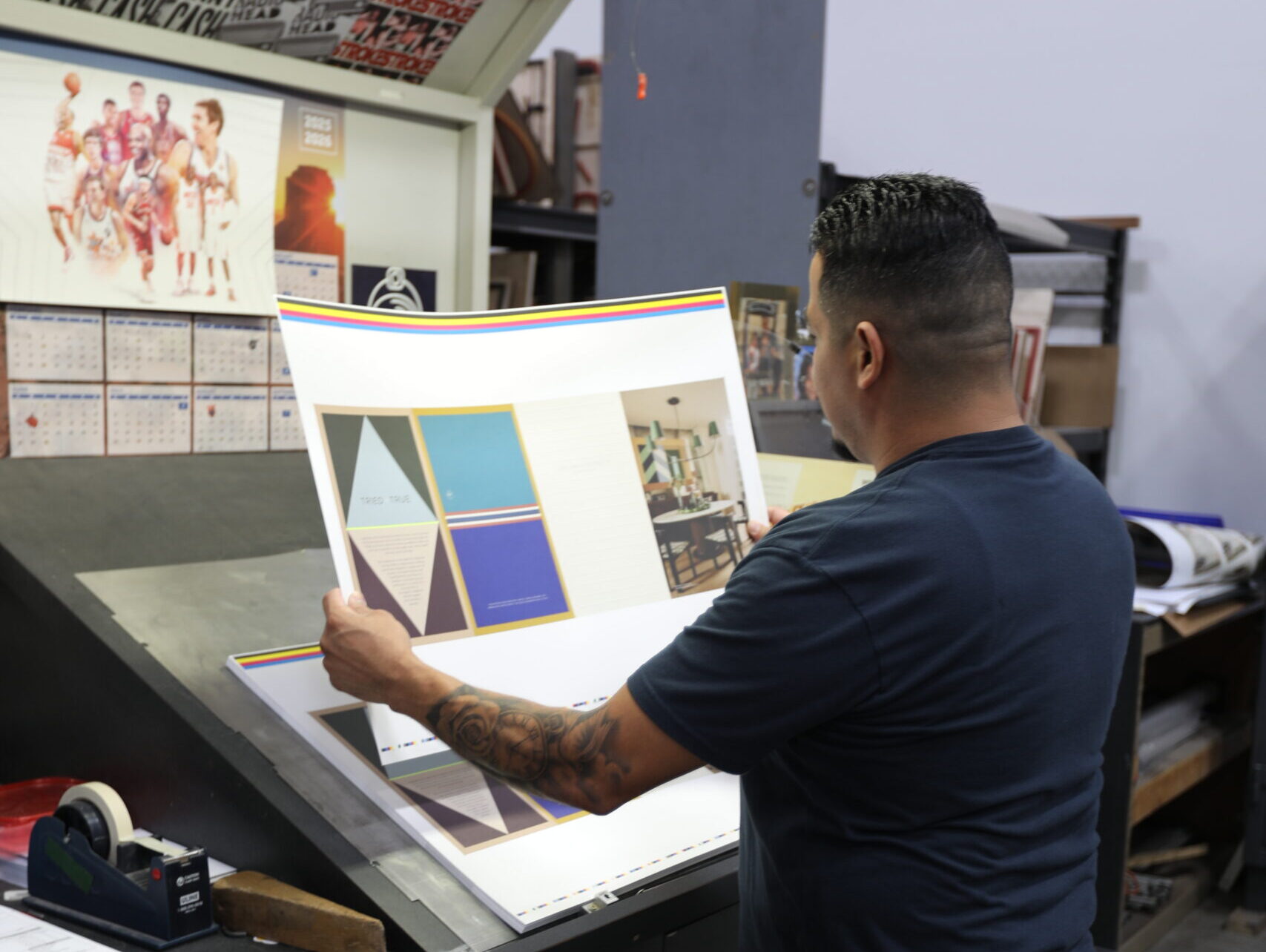 Male worker looking at sheet