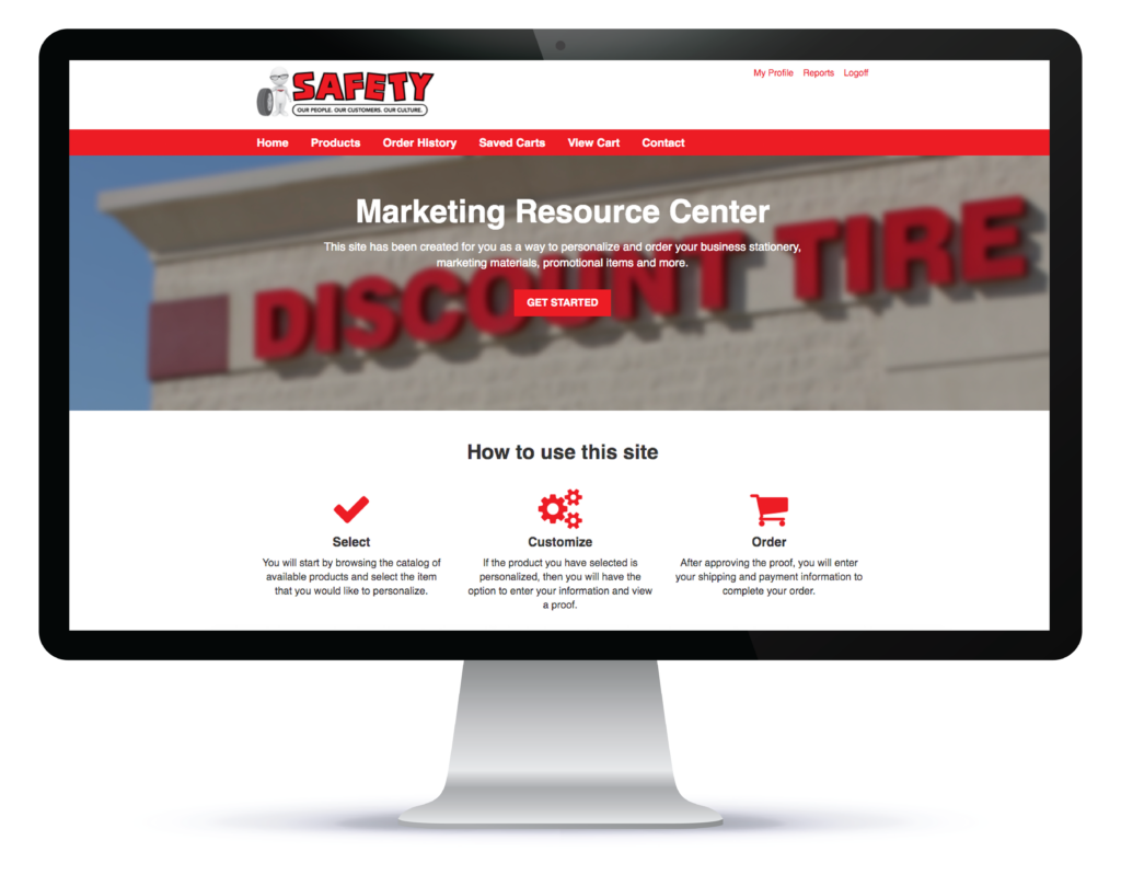 Discount Tire dokshop website on computer screen