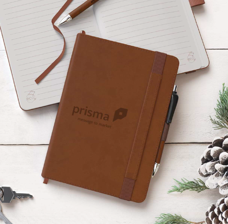 Brown Soft Touch Prisma Branded Notebook