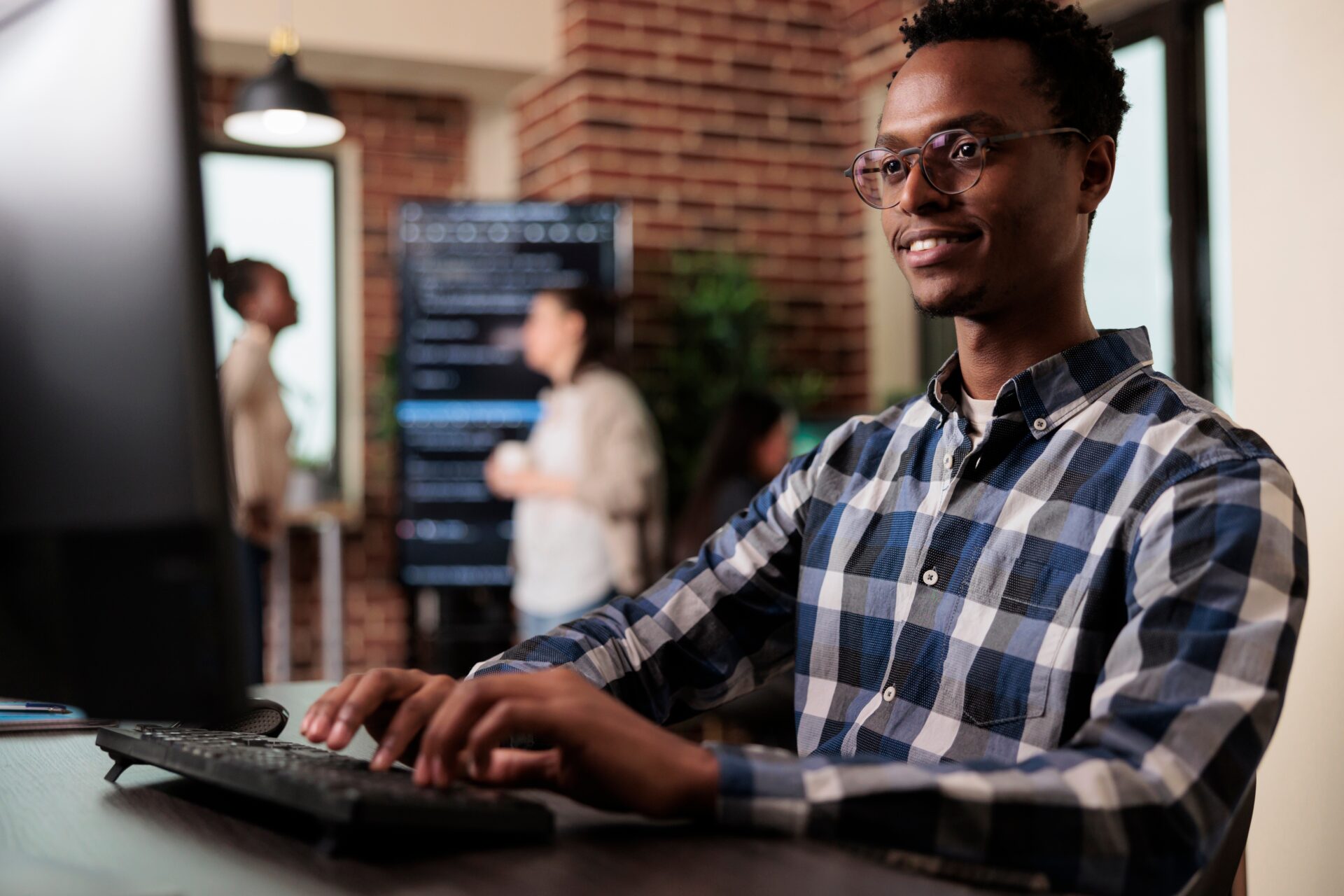 man working on computer