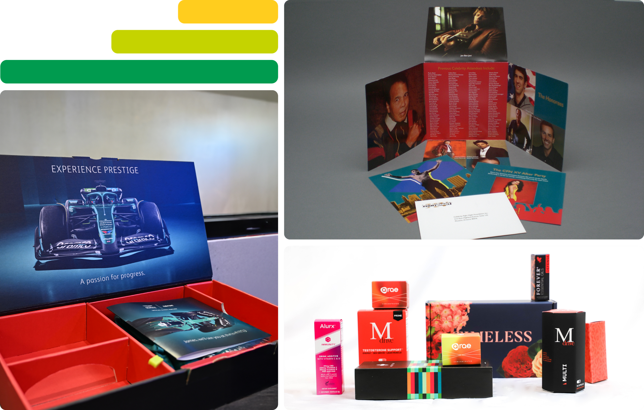 Various images of printed packaged goods